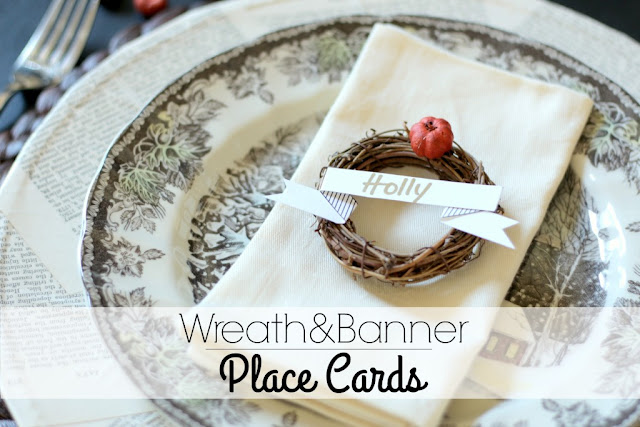 wreath banner place cards with free printable