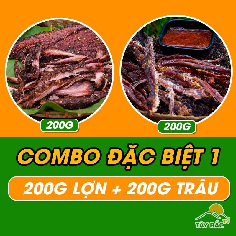 COMBO 200 GR THỊT LỢN + 200 GR THỊT TRÂU GÁC BẾP TÂY BẮC