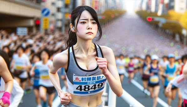 フルマラソンを走っている女性