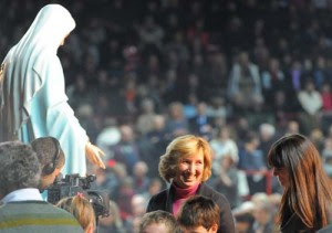 Image result for Medjugorje seer praying at a stadium in italy