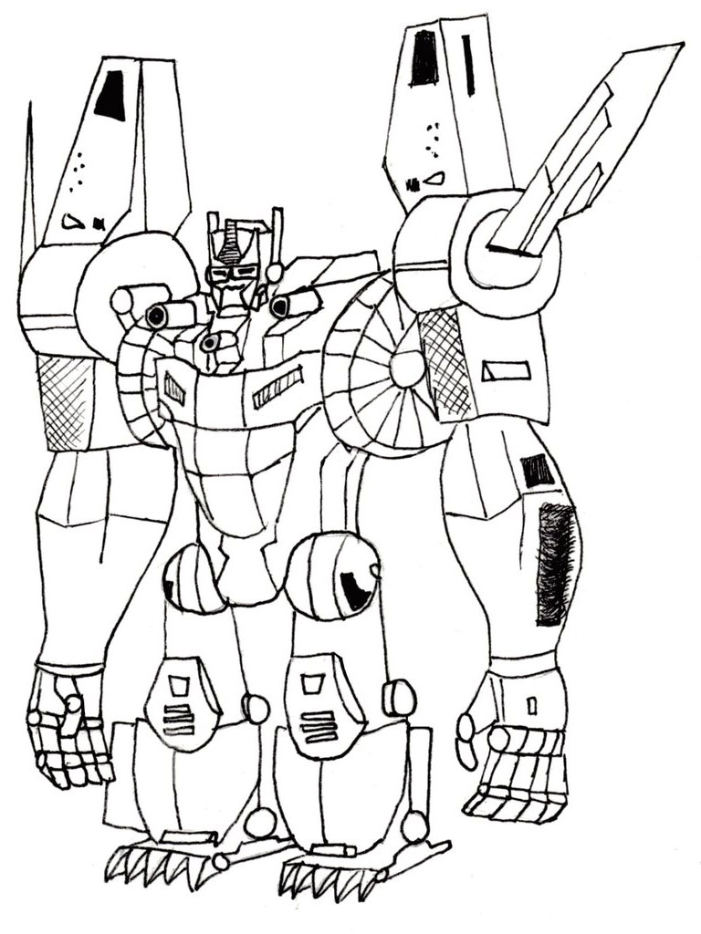 Sketsa Gambar Mewarnai Hitam Putih Robot Transformers 