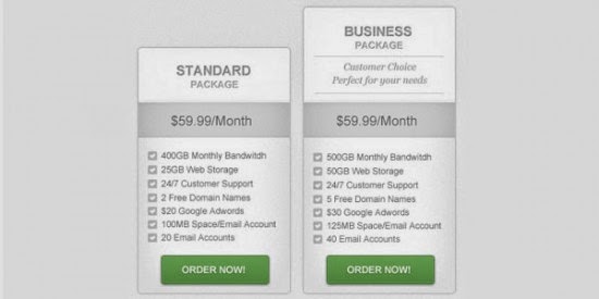 Clean and Simple Pricing Table PSD