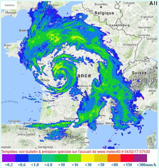 Radar des pluies sur la France