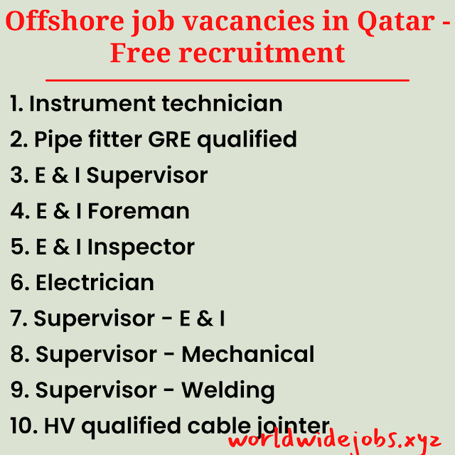 Offshore job vacancies in Qatar - Free recruitment