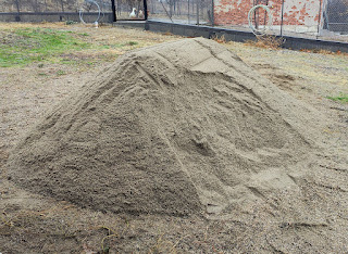 A big pile of sand has been delivered