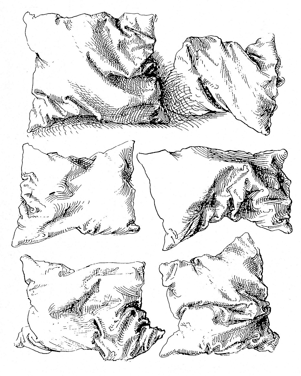 studies of a pillow by Albrecht Dürer, 1493