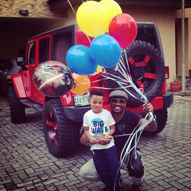 Pround father Peter Okoye of P Square celebrates 6th birthday of Son,Cameron.