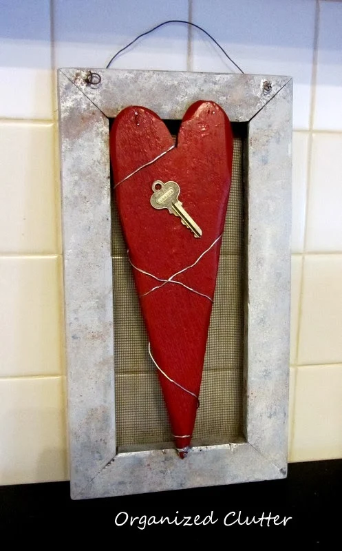 Upcycled Thrift Shop Framed Heart - Faux Zinc Finish www.organizedclutterqueen.blogspot.com