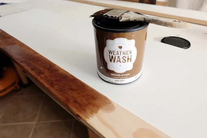 WeatherWash walnut stain on pine lumber