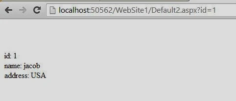 Retrieve Record from Database using QueryString Parameter in ASP.NET