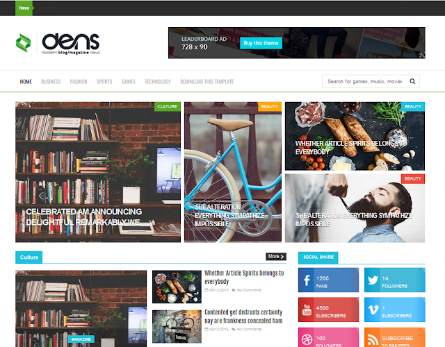 Dens Responsive Blogger Template