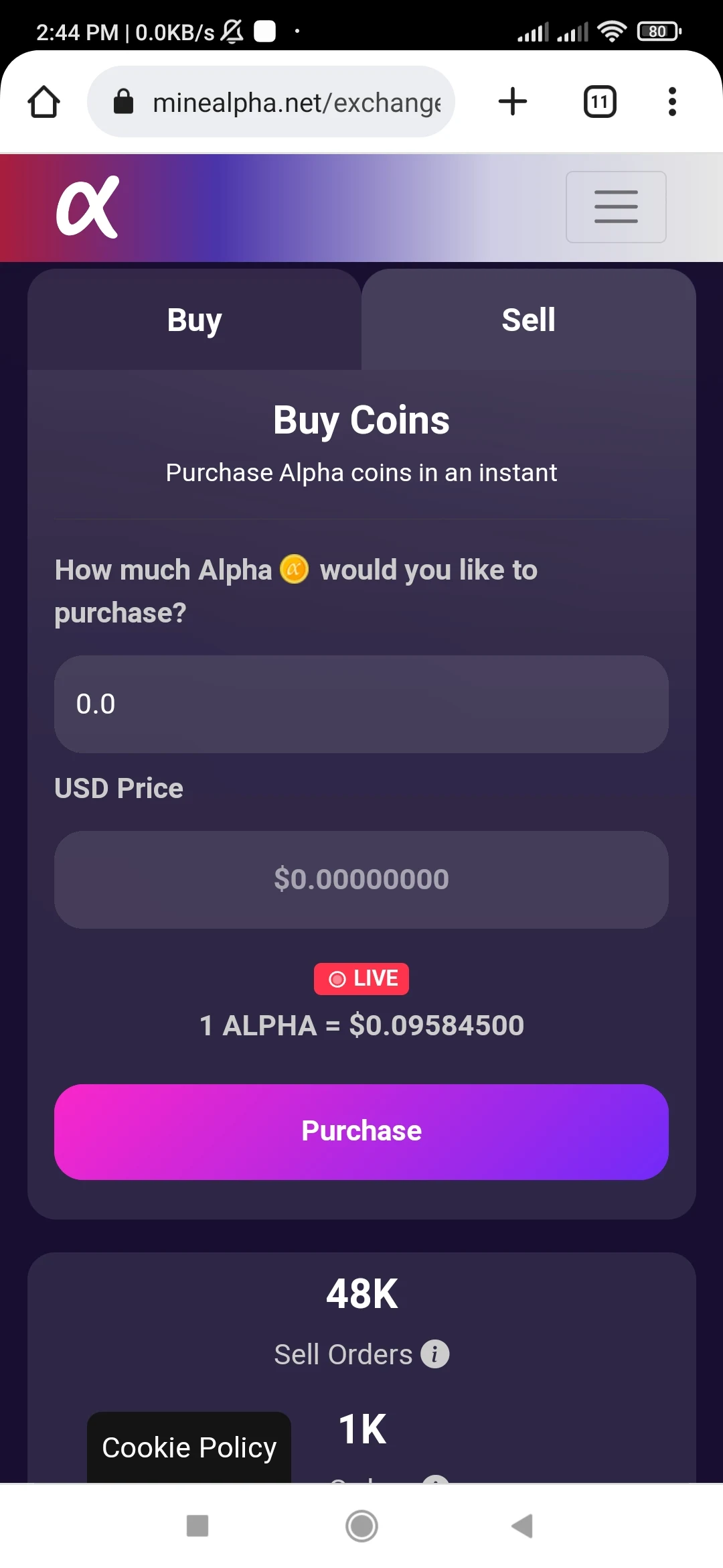 سحب أموال من تطبيق alpha network