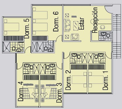 PLANO DE CASA HOTEL EN 630M2