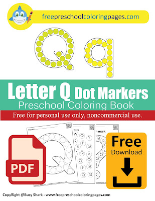 Letter Q dot markers free preschool coloring pages ,learn alphabet ABC for toddlers