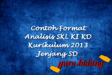 Contoh Format Analisis SKL KI KD Kurikulum 2013 Jenjang SD 