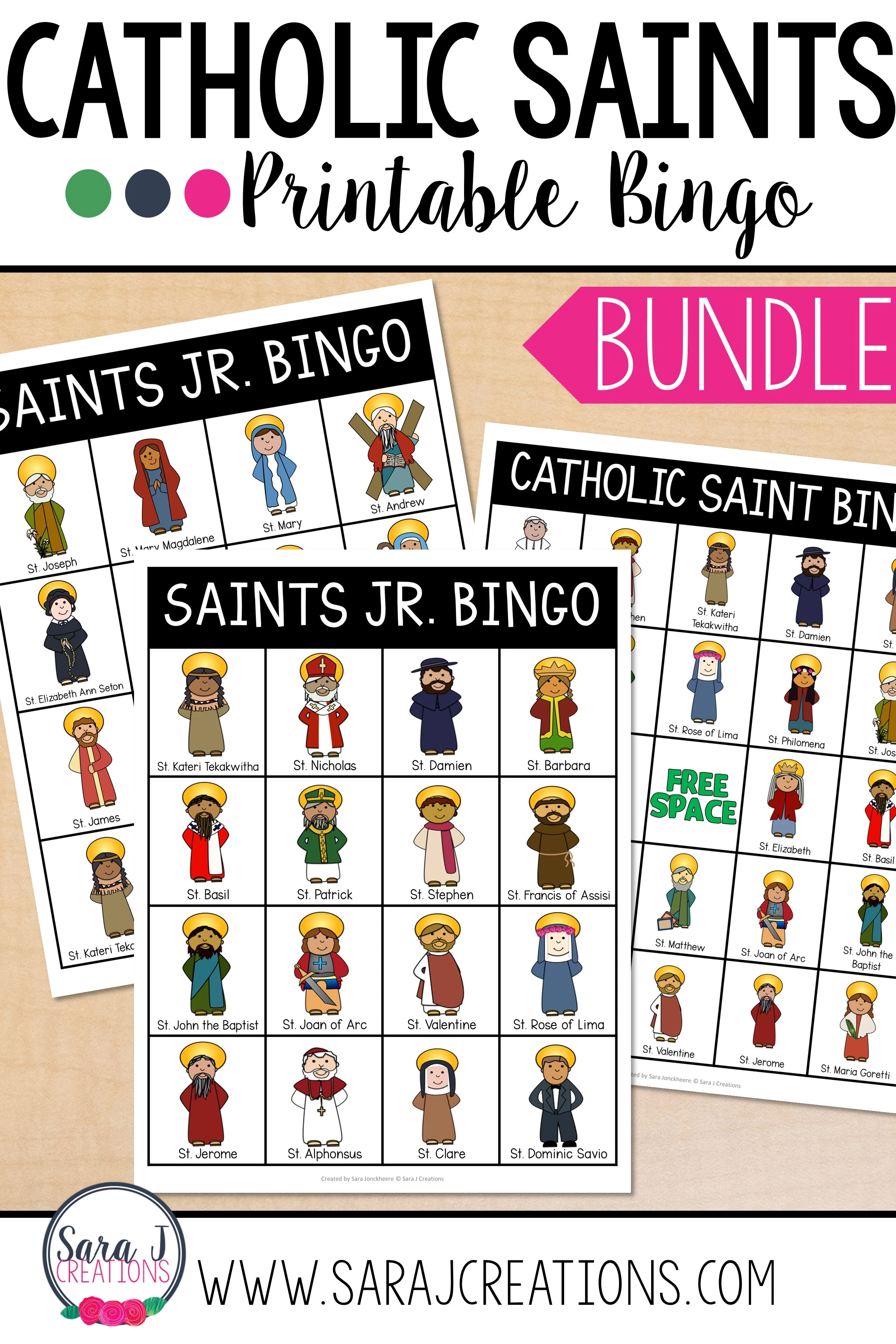 Catholic saints bingo bundle