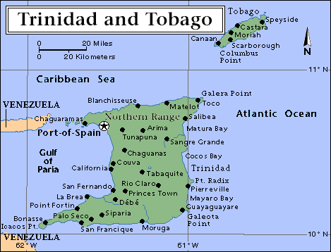 Trinidadi dhe Tobagoja | Hartat Gjeografike të Trinidad dhe Tobago