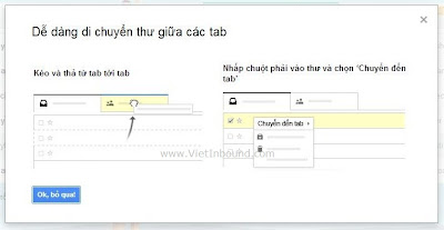 kéo thả thư giữa các tab để thiết lập quy tắc gmail inbox