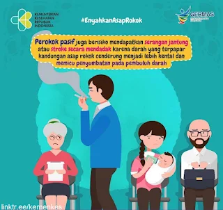 Perokok pasif juga berisiko mendapatkan serangan jantung atau stroke secara mendadak