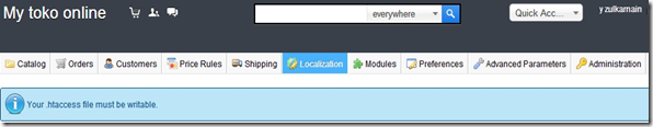 file htaccess must be writable