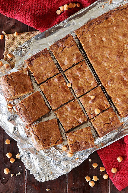 Top View of Cut Butterscotch Toffee Blondies Image