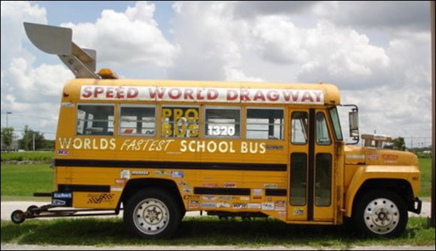 strange yellow school buses