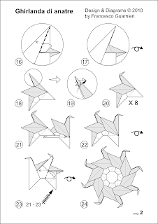 Modular origami, diagrams pag. 2, Ghirlanda di anatre - Garland of ducks © Francesco Guarnieri Ghirlanda di anatre, pag. 2