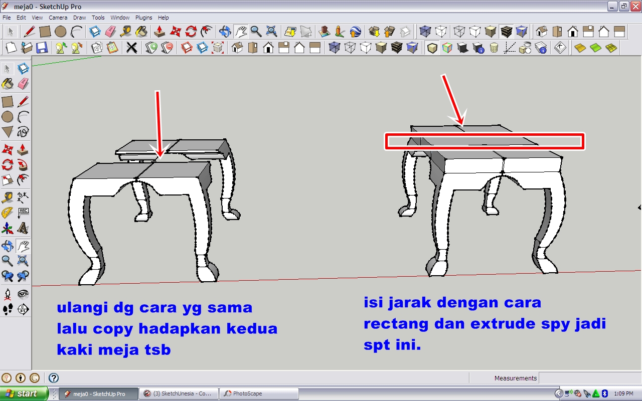 Tutorial Modeling Meja  di Sketchup  Tutorial Update