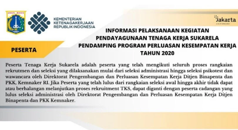 Lowongan Kerja TKS Kementerian Ketenagakerjaan RI Mei 2020