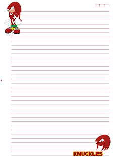 Folha Papel Pautado universitario knuckles PDF para imprimir A4