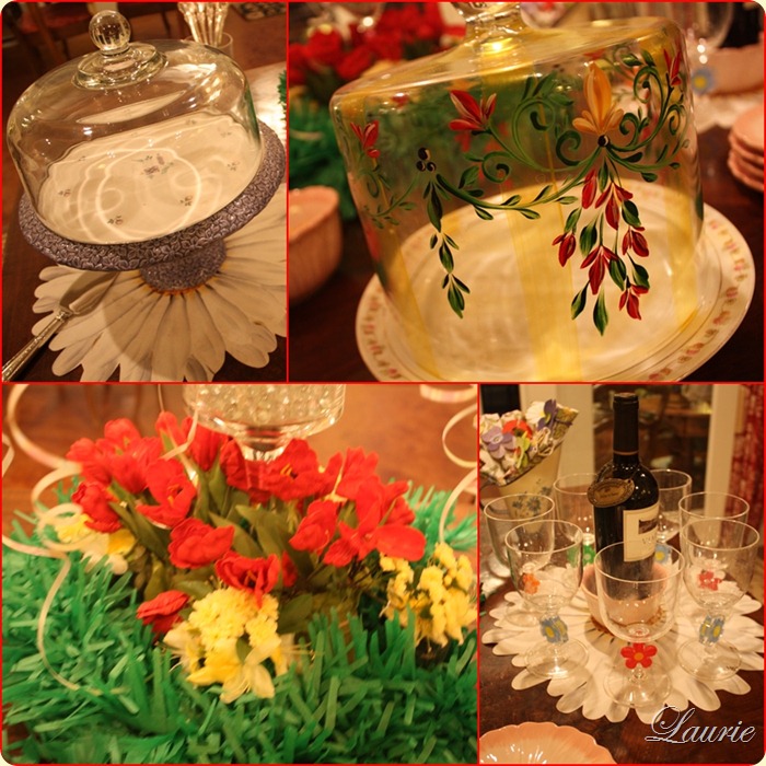 cake cheese srvrs glasses flowers
