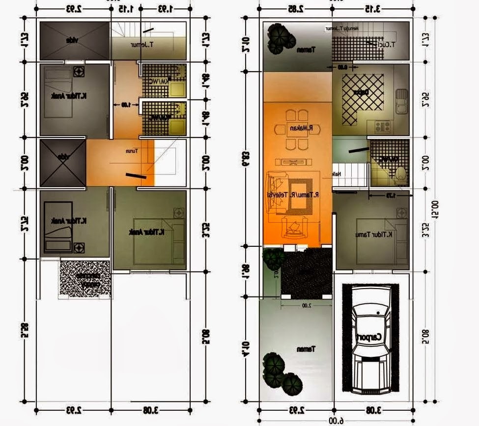 Desain Rumah Minimalis 2 Lantai Luas Tanah 40m2 Gambar Desain