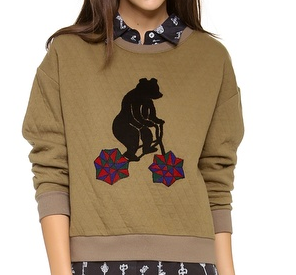 cute animal sweatshirt, fashion, trends, fashion trends, trendspotting, trend-spotting, Stripe By N Bear Quilt Sweatshirt