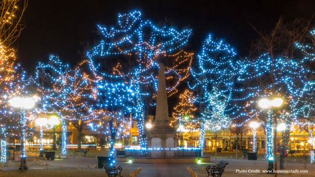 Town Square with Christmas lights