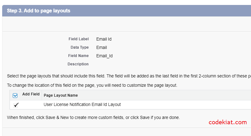 Custom metadata type new field creation