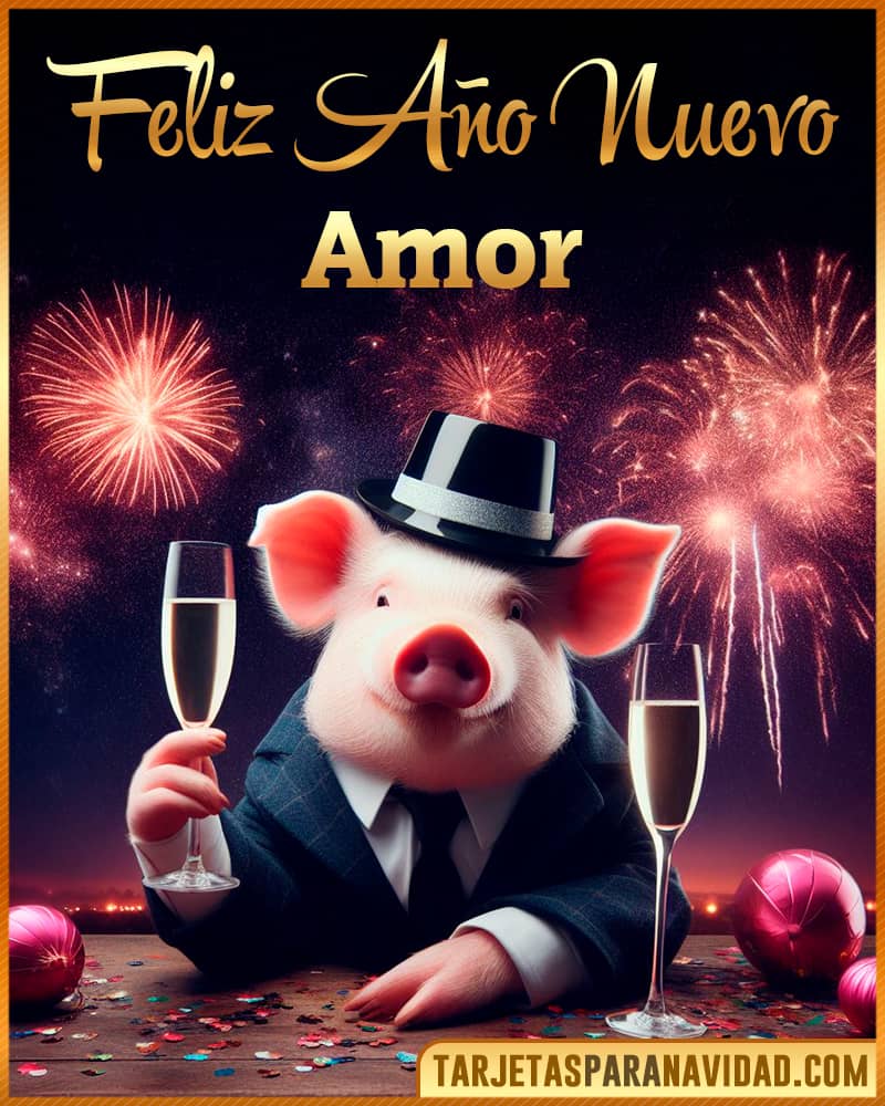 Tarjeta De Feliz Año Nuevo De Chancho Para Amor