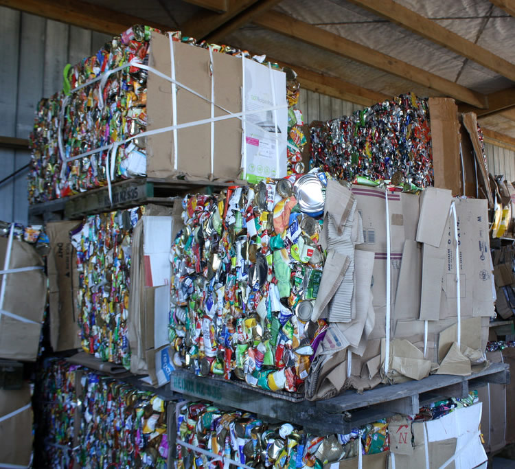 Cans stored in warehouse before recycle