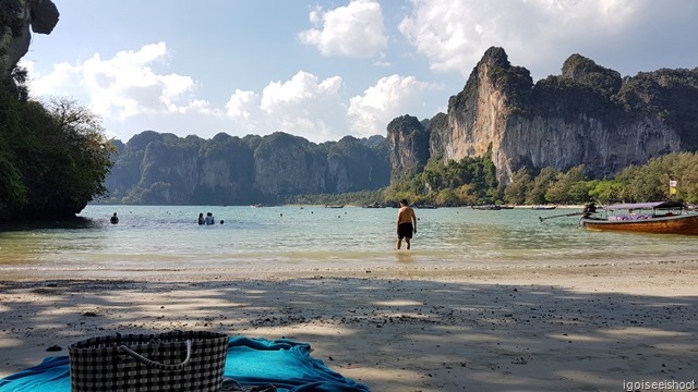 Beautiful scenery but not so good water quality at Railay West Beach.