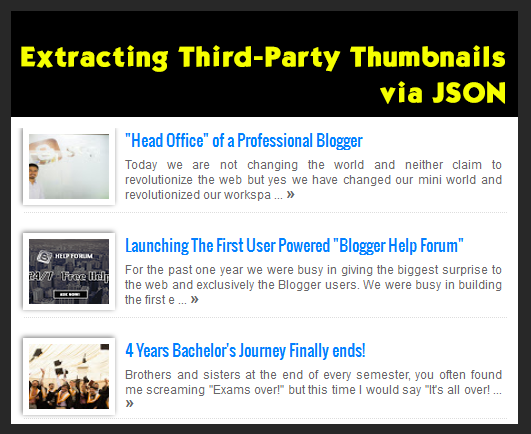 Recent Posts widget with Third Party Blogger Thumbnails