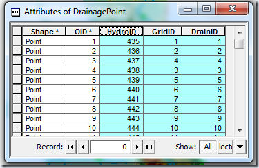 atributos Drainage Point Processing