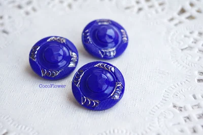 bouton vintage bleu roi doré - www.cocoflower.net