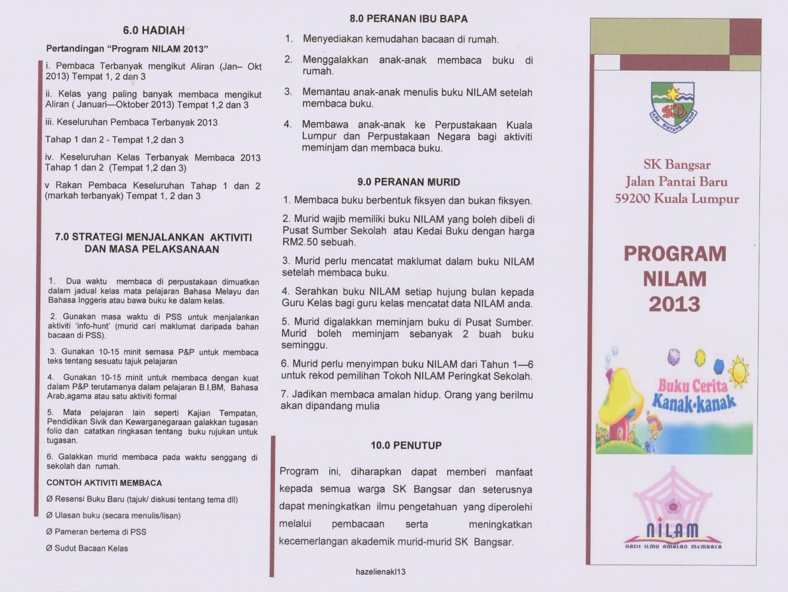 PUSAT SUMBER SEKOLAH: BROSUR NILAM 2013