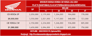 BROSUR HARGA HONDA CB VERZA JULI 2021 PURBALINGGA