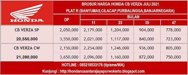 BROSUR HARGA HONDA CB VERZA JULI 2021 PURBALINGGA