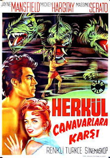 HERKÜL CANAVARLARA KARSI. Cartel. Turquía. Arte: Arnaldo Putzu. LAS AVENTURAS DE HÉRCULES. Gli amori di Ercole. 1960. Italia, Francia. Dirección: Carlo Ludovico Bragaglia. Reparto: Jayne Mansfield, Mickey Hargitay, Massimo Serato, René Dary, Moira Orfei, Gil Vidal, Tina Gloriani, Giovanna Galletti, Barbara Florian, Sergio Calò, Cesare Fantoni, Antonio Gradoli, Rossella Como.