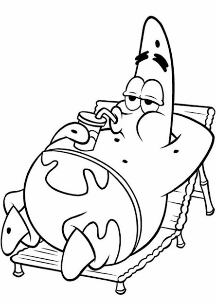 Lazy Patrick In Spongebob Printable Coloring Pages