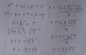 quadratic formula, completeing the square