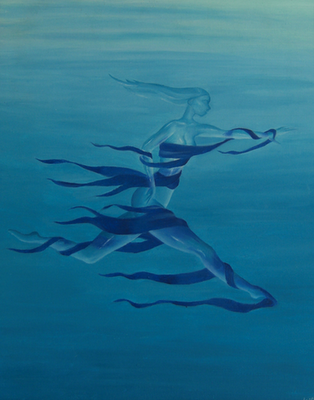 Oil painting - freedom - surreal blue oil painting - affordable artwork