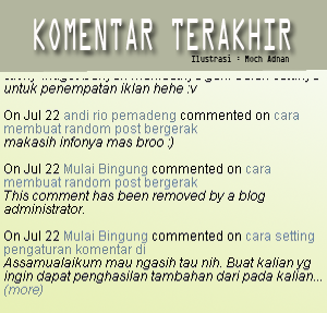 Cara Membuat Komentar Terakhir Mmenggunakan Comment Slider