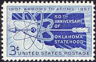 US - 1957 - 3 Cents Dark Blue Oklahoma Statehood Anniversary Issue